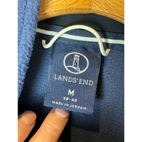 Lands End Vest Men Medium Navy Blue Fleece Mock‎ Neck Full Zip Outerwear - Picture 6 of 9